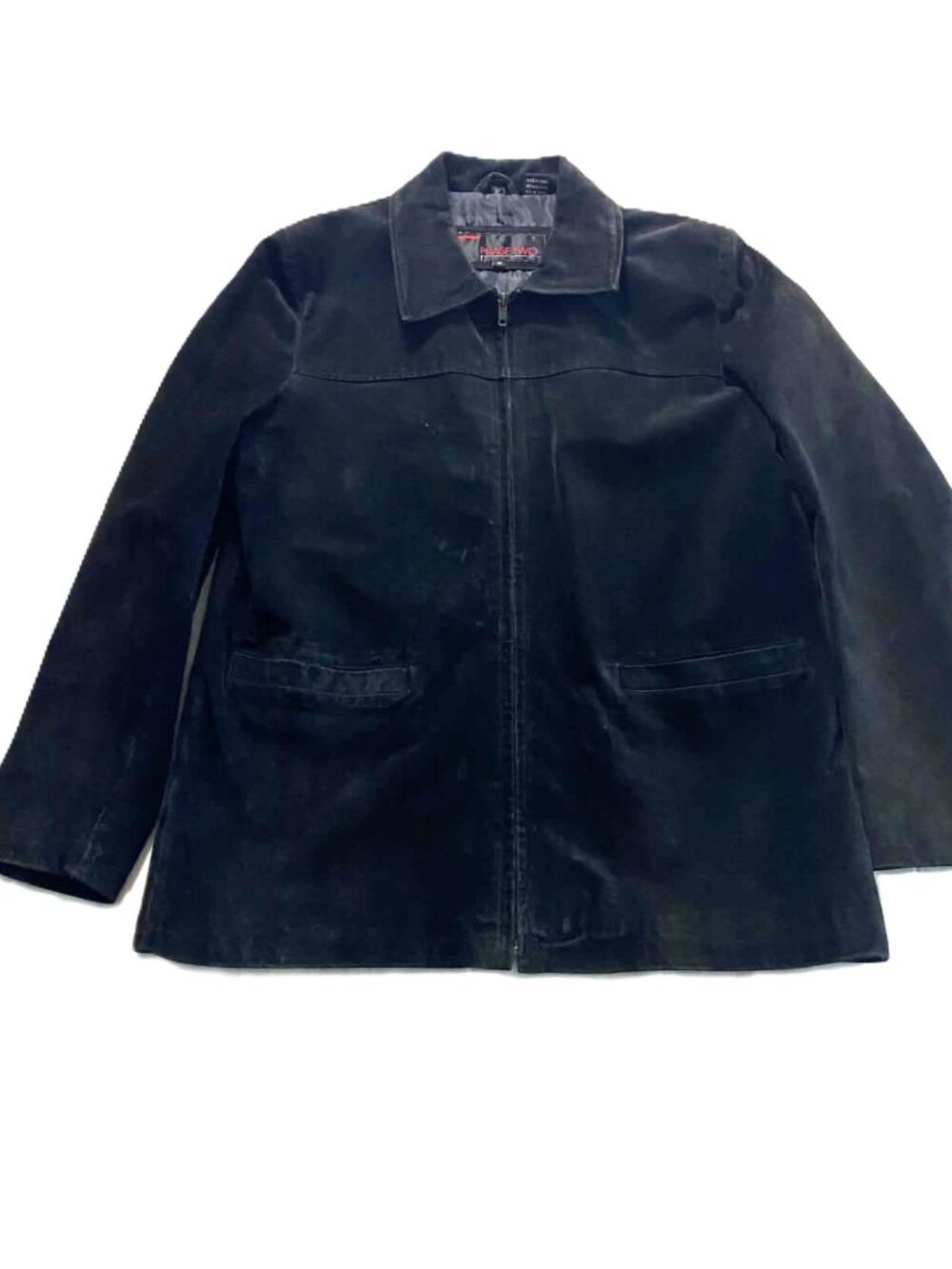Phase Two Women's Leather Jacket Medium Black 100% Genuine Leather Full Zip